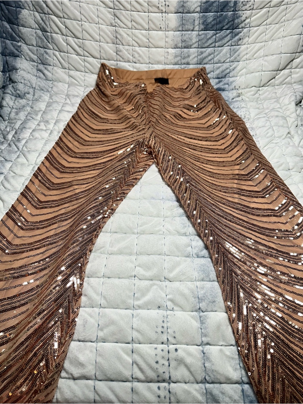 Fiesta Rose Gold Sequin Wide-Leg Pants